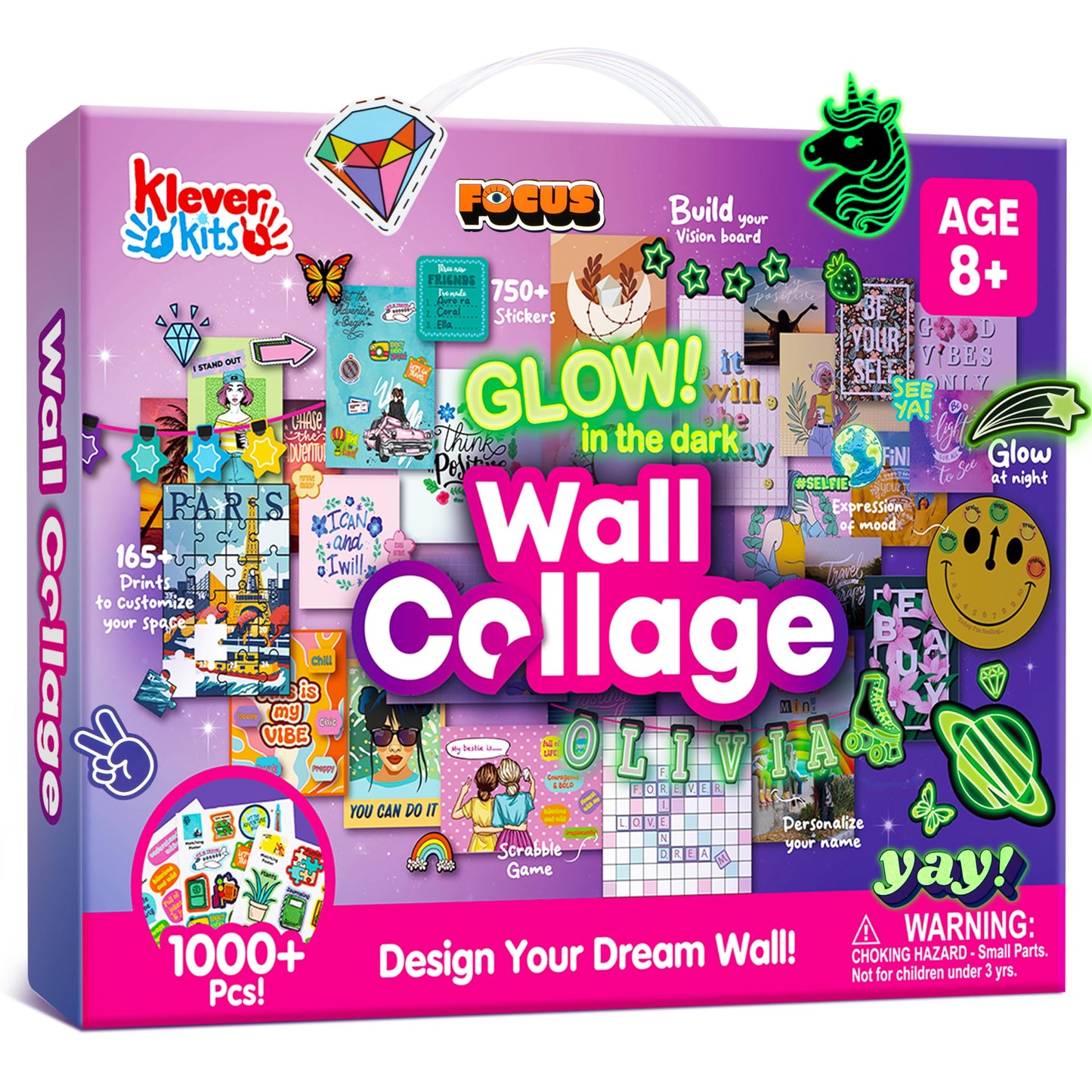 Klever Kits Glow in the Dark Wall Collage – DIY Room Decor for Teens by Jova