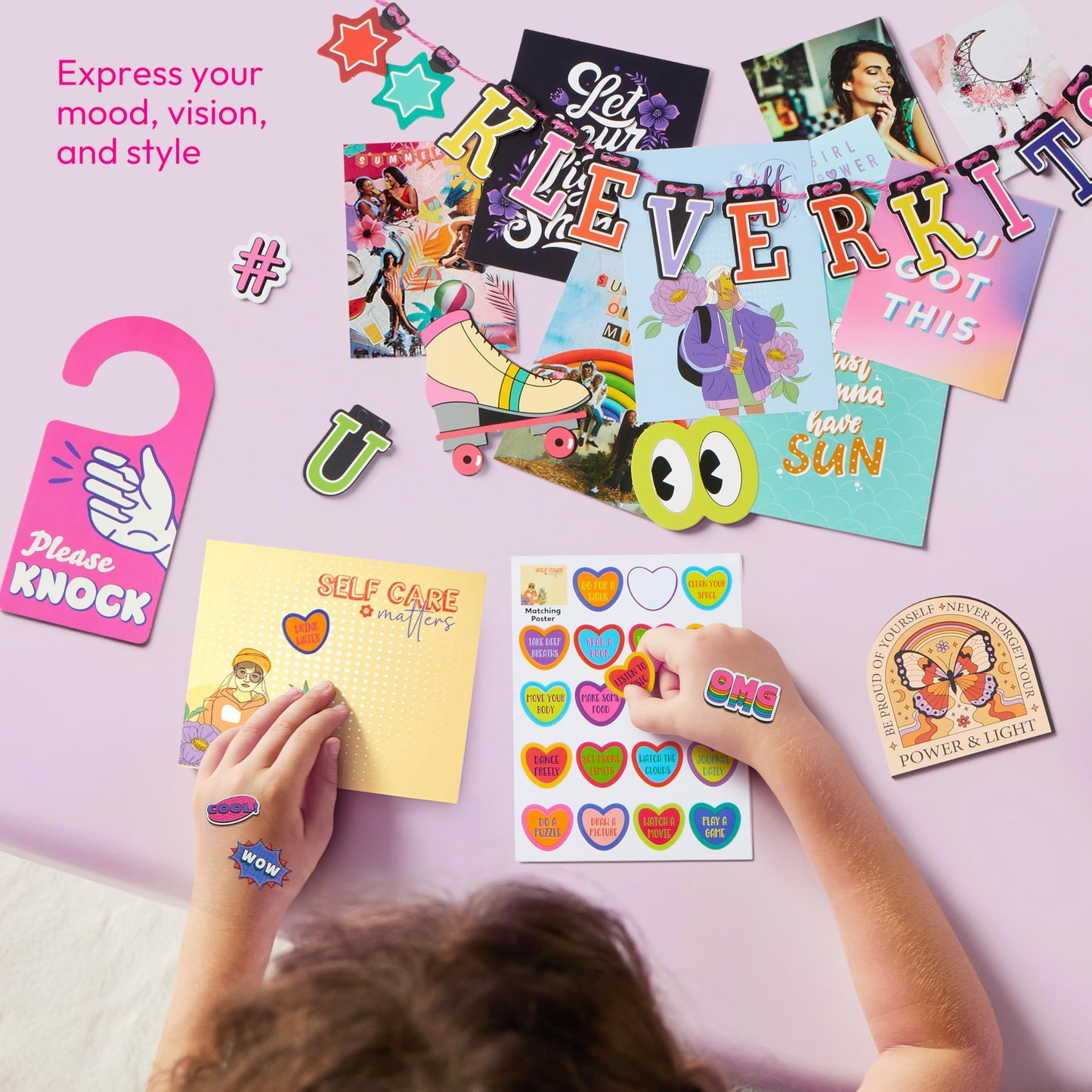 Klever Kits Glow in the Dark Wall Collage – DIY Room Decor for Teens by Jova