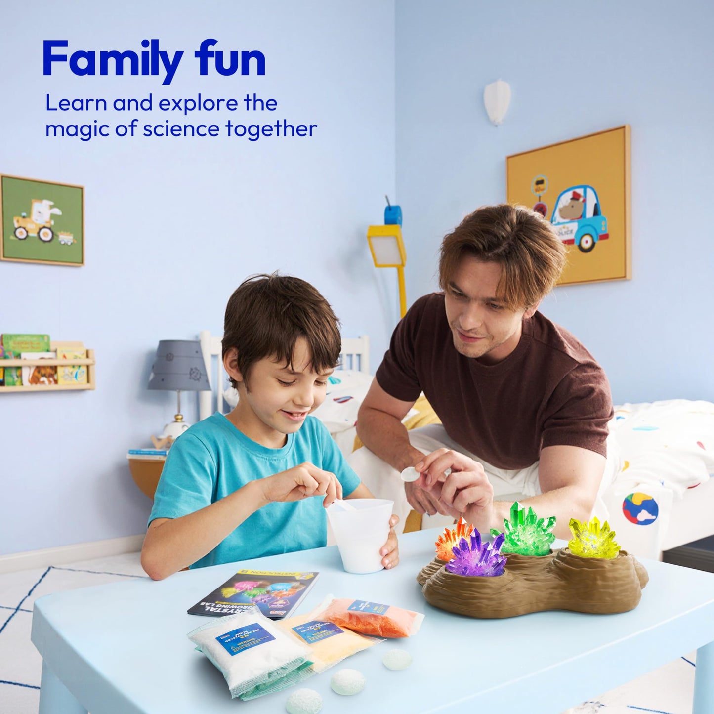 Klever Kits Crystal Growing Lab – 7-Color Kit with Light-Up Base for Kids 8-12 | STEM Toy by Jova