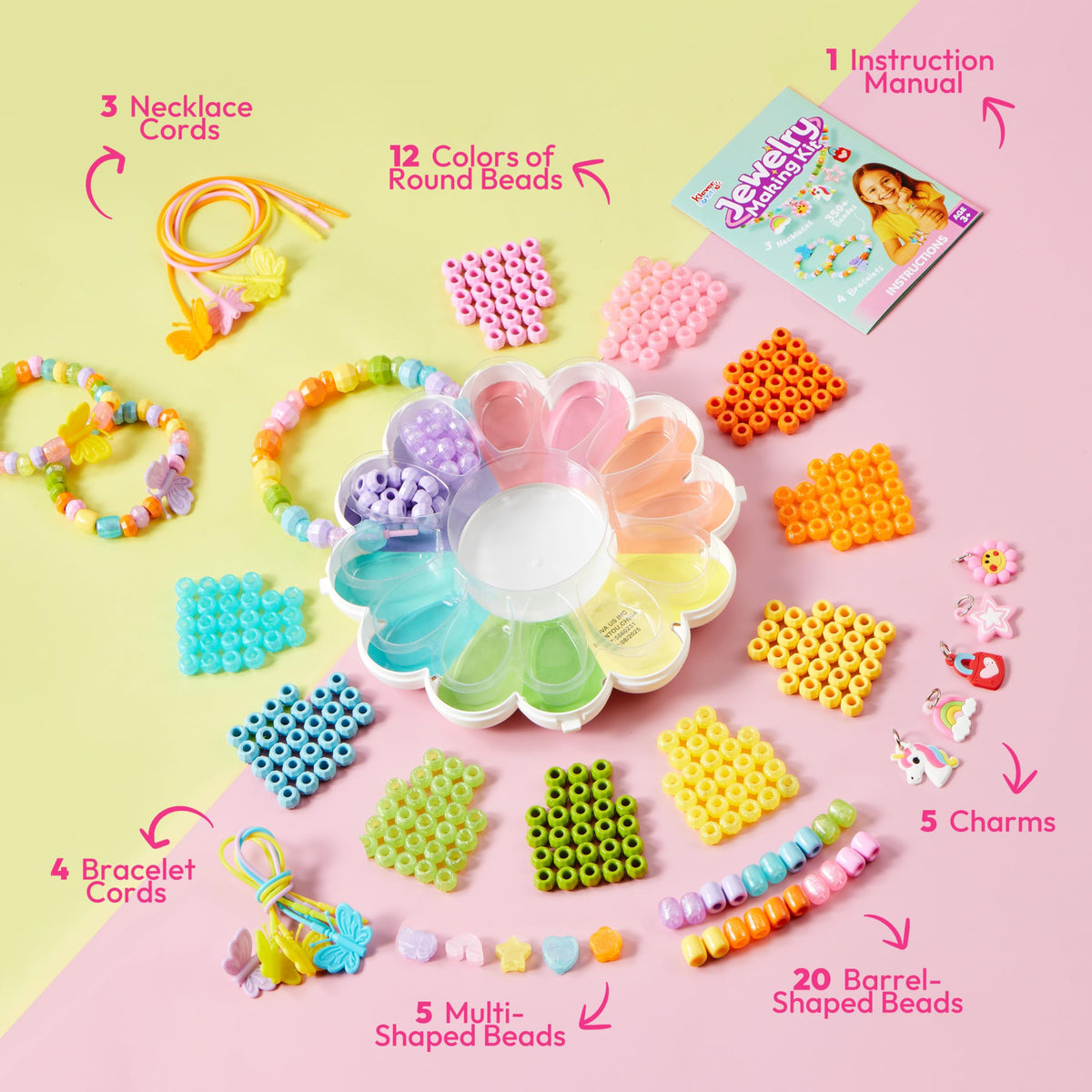 Klever Kits Jewelry Making Kit by JOVA — 350+ Beads, Flower Box, DIY Bracelets & Necklaces