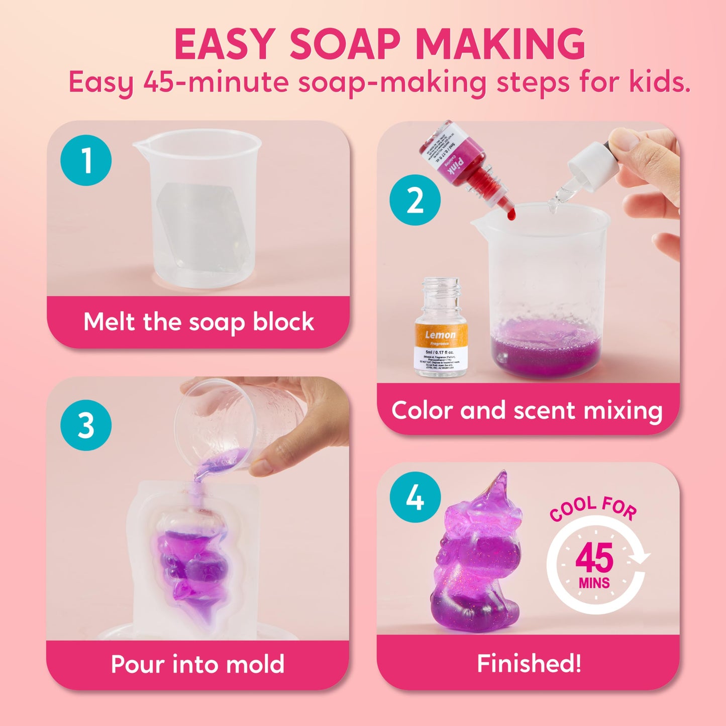 Klever Kits Unicorn Soap Making Kit – 4 Molds for Kids Aged 6-12