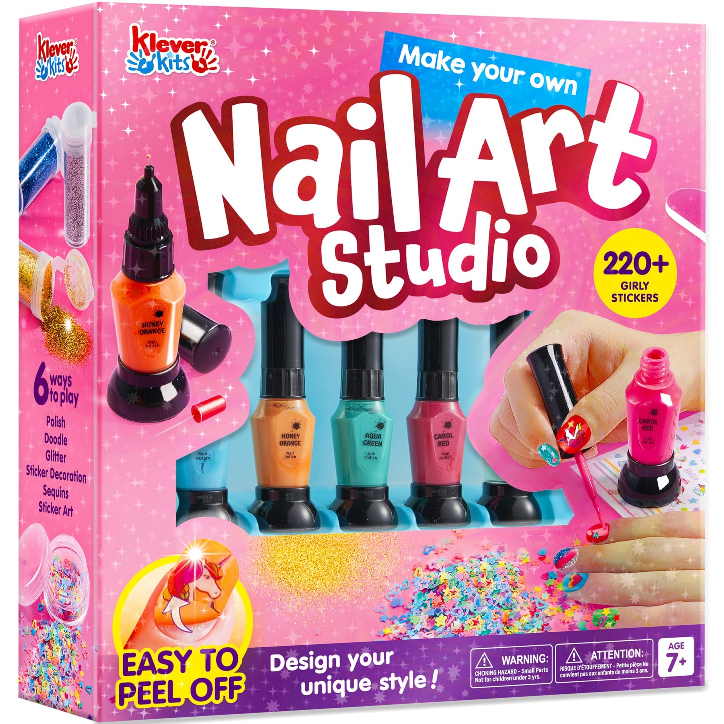 Klever Kits Kids Nail Polish Set & Nail Art Kit for Girls by JOVA – Glitter, Stickers, Peel Off & Quick Dry