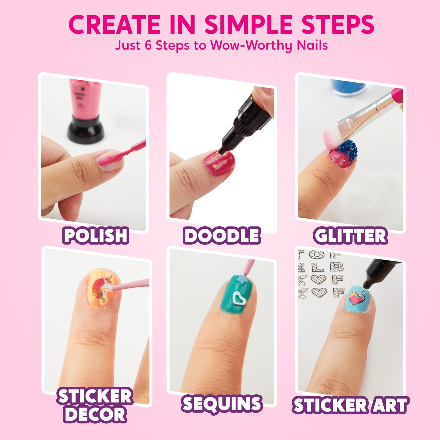 Klever Kits Kids Nail Polish Set & Nail Art Kit for Girls by JOVA – Glitter, Stickers, Peel Off & Quick Dry