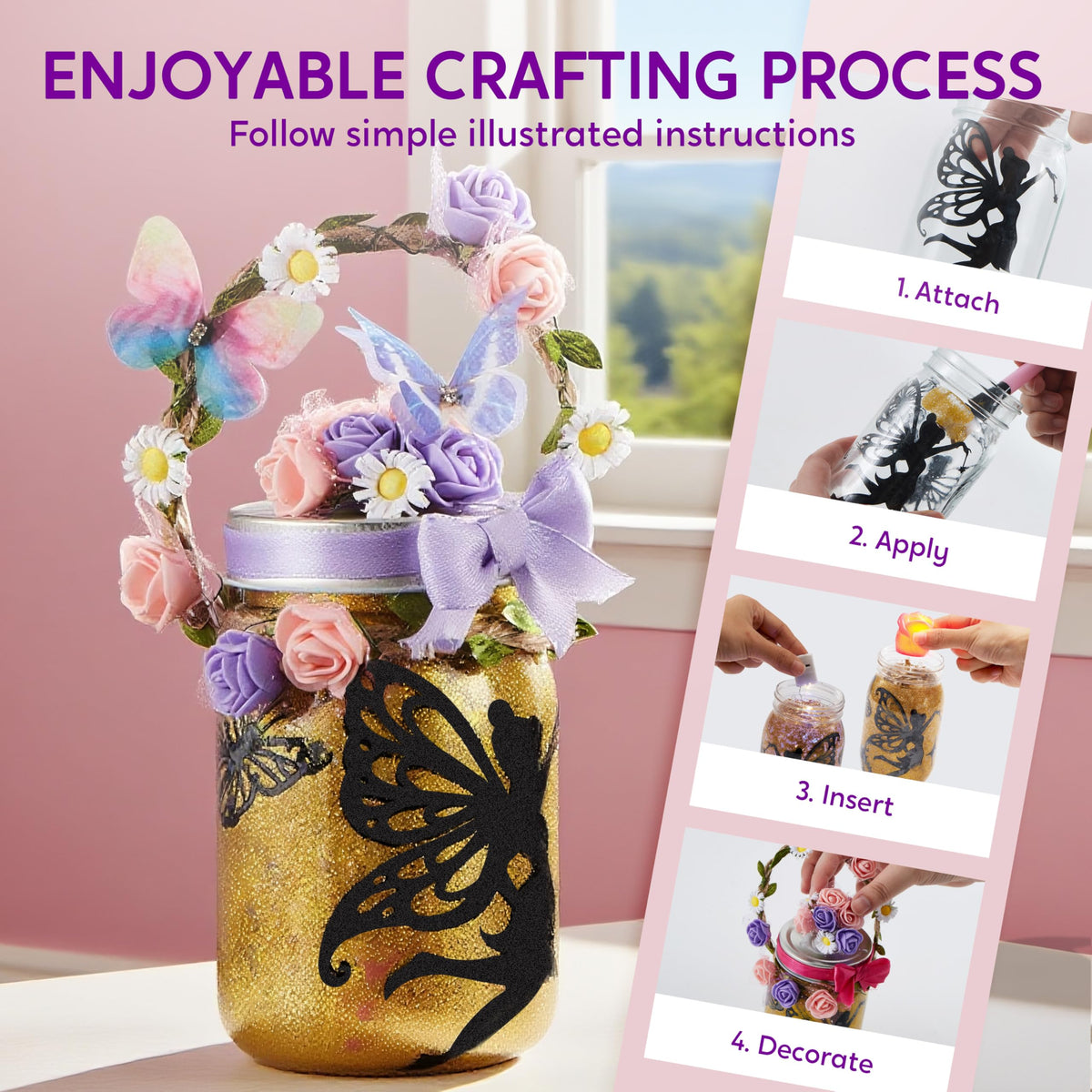 Klever Kits Fairy Lantern Kit: Rose Light & 7-Color Potion Necklace