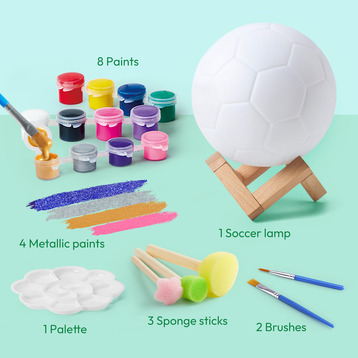 Klever Kits DIY 3D Soccer Night Light – Paint Your Own Soccer Lamp Kit for Kids