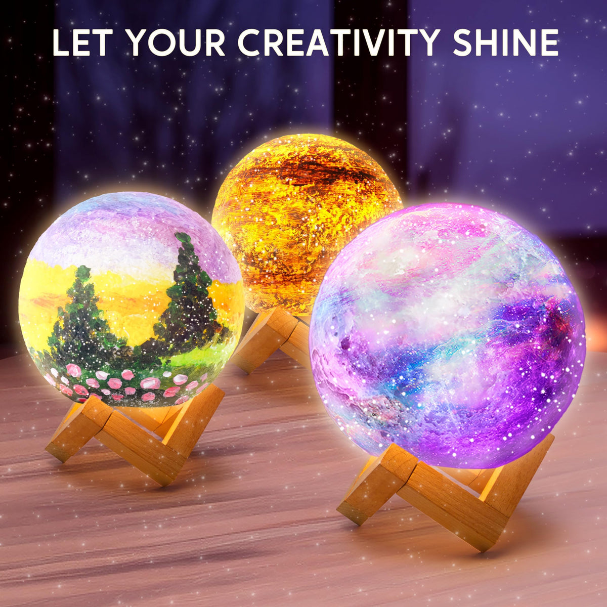 Klever Kits DIY 3D Moon Night Light – Paint Your Own Moon Lamp Kit for Kids