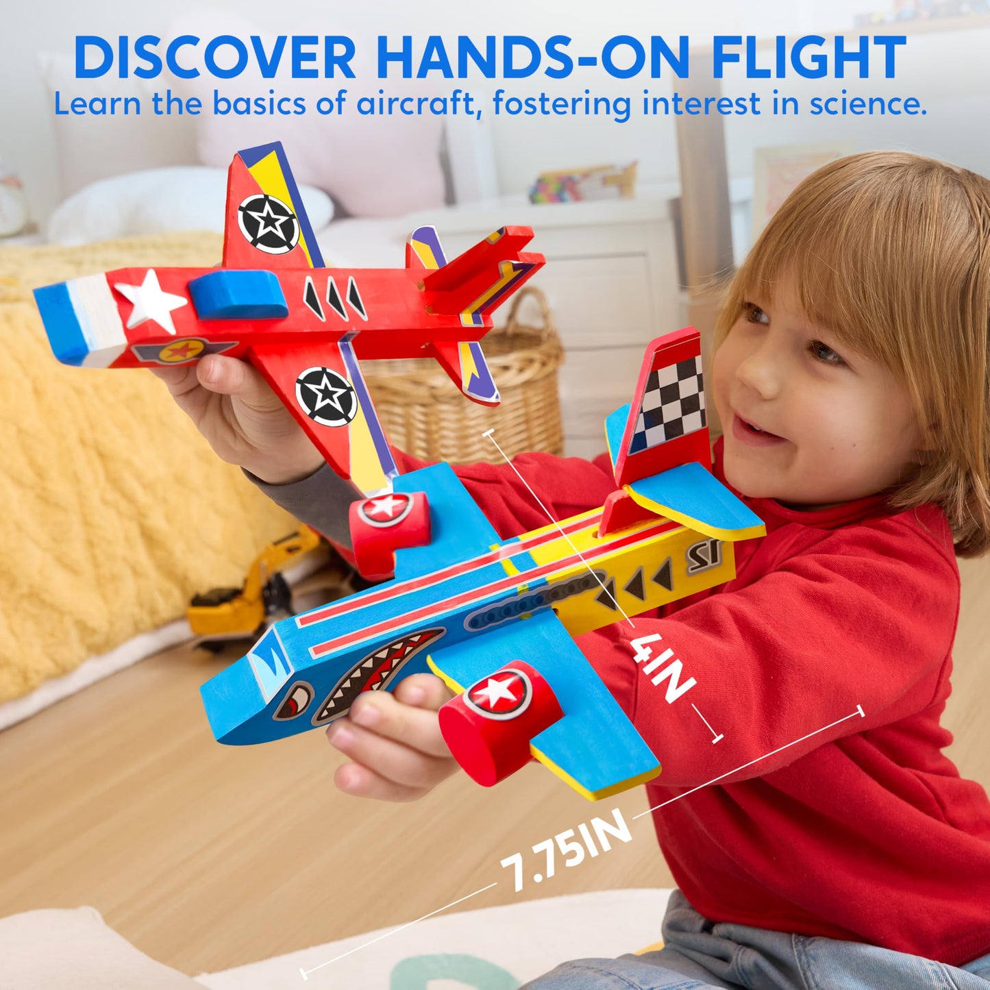 Klever Kits: 4 DIY Wooden Aircrafts - Build & Paint Your Own Airplane Craft Kit