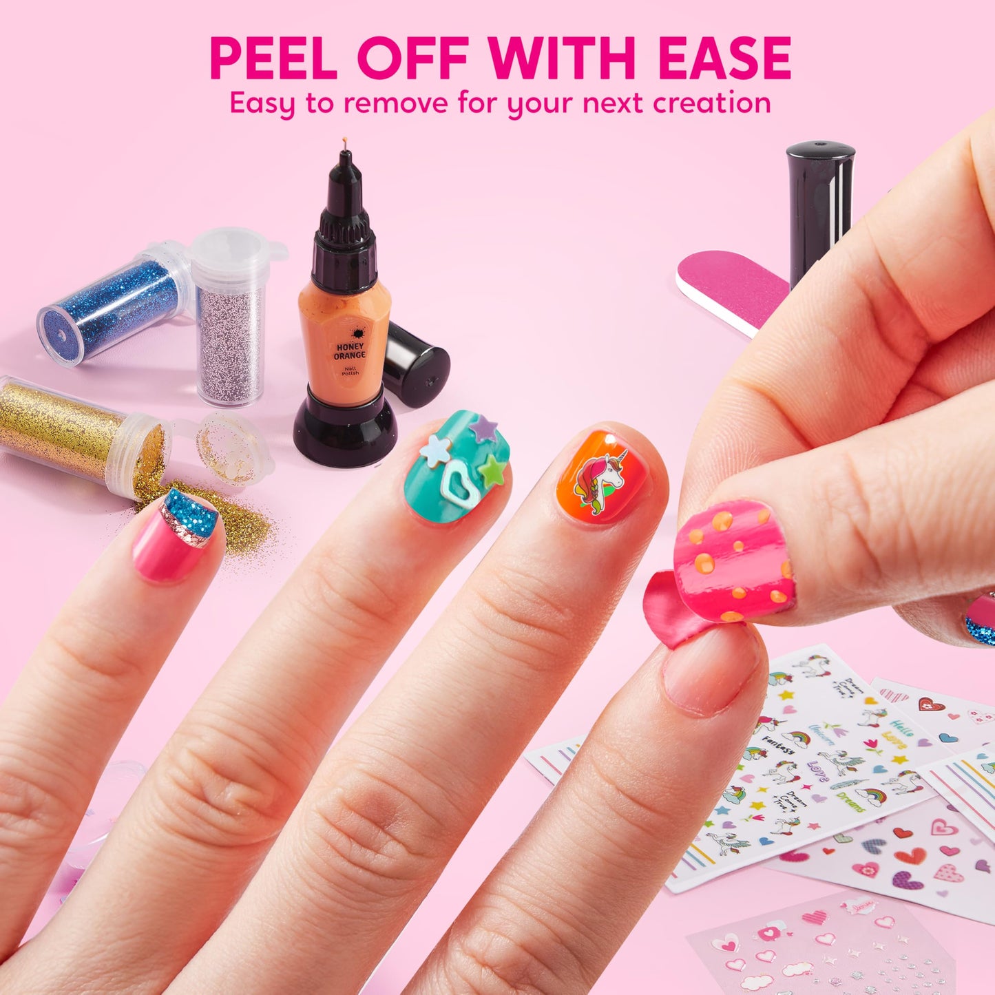 Klever Kits Kids Nail Polish Set & Nail Art Kit for Girls by JOVA – Glitter, Stickers, Peel Off & Quick Dry