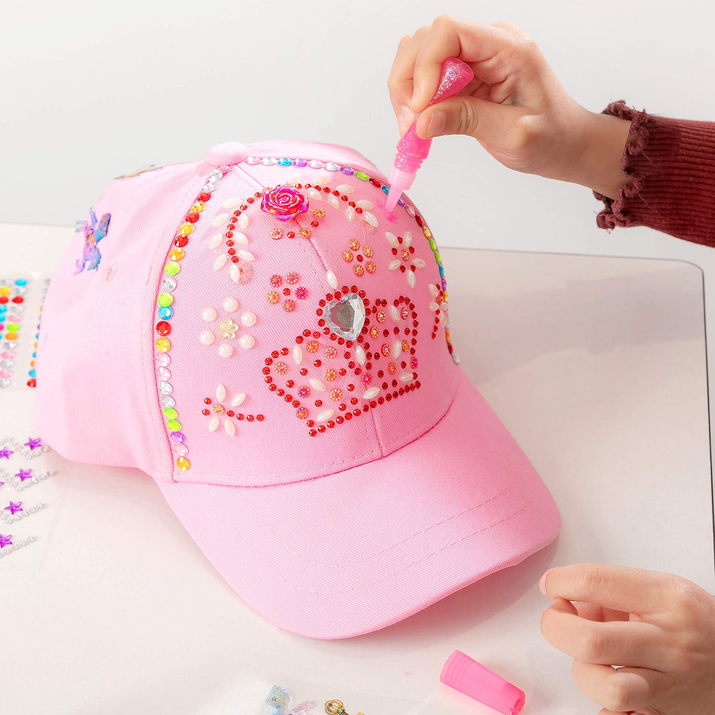 Klever Kits Decorate Your Own Baseball Cap – Gems & Stickers DIY Kit for Kids