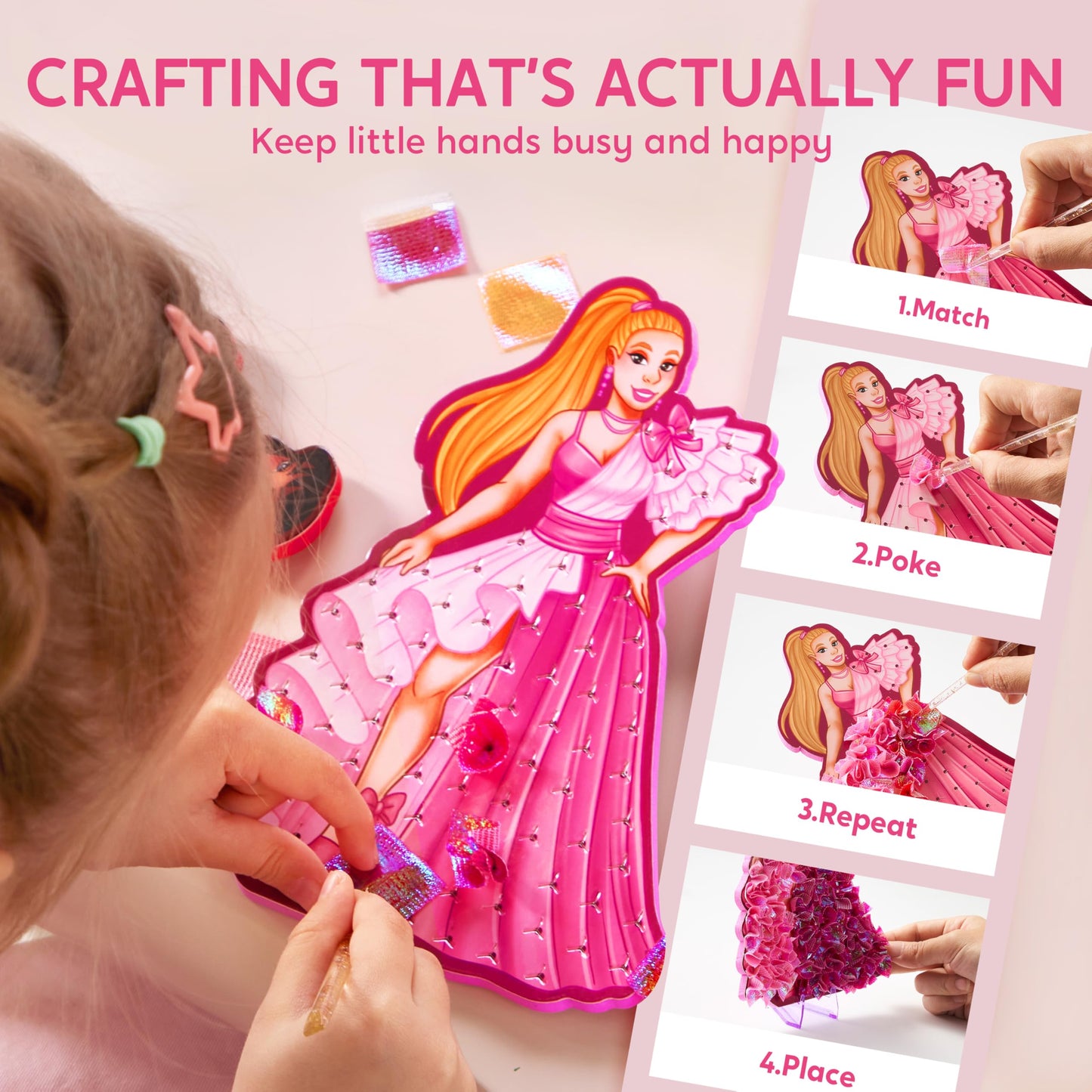 Klever Kits Poke-in Fun Art Crafts for Kids 4-8 – Princess Dress-Up DIY Kit by Jova