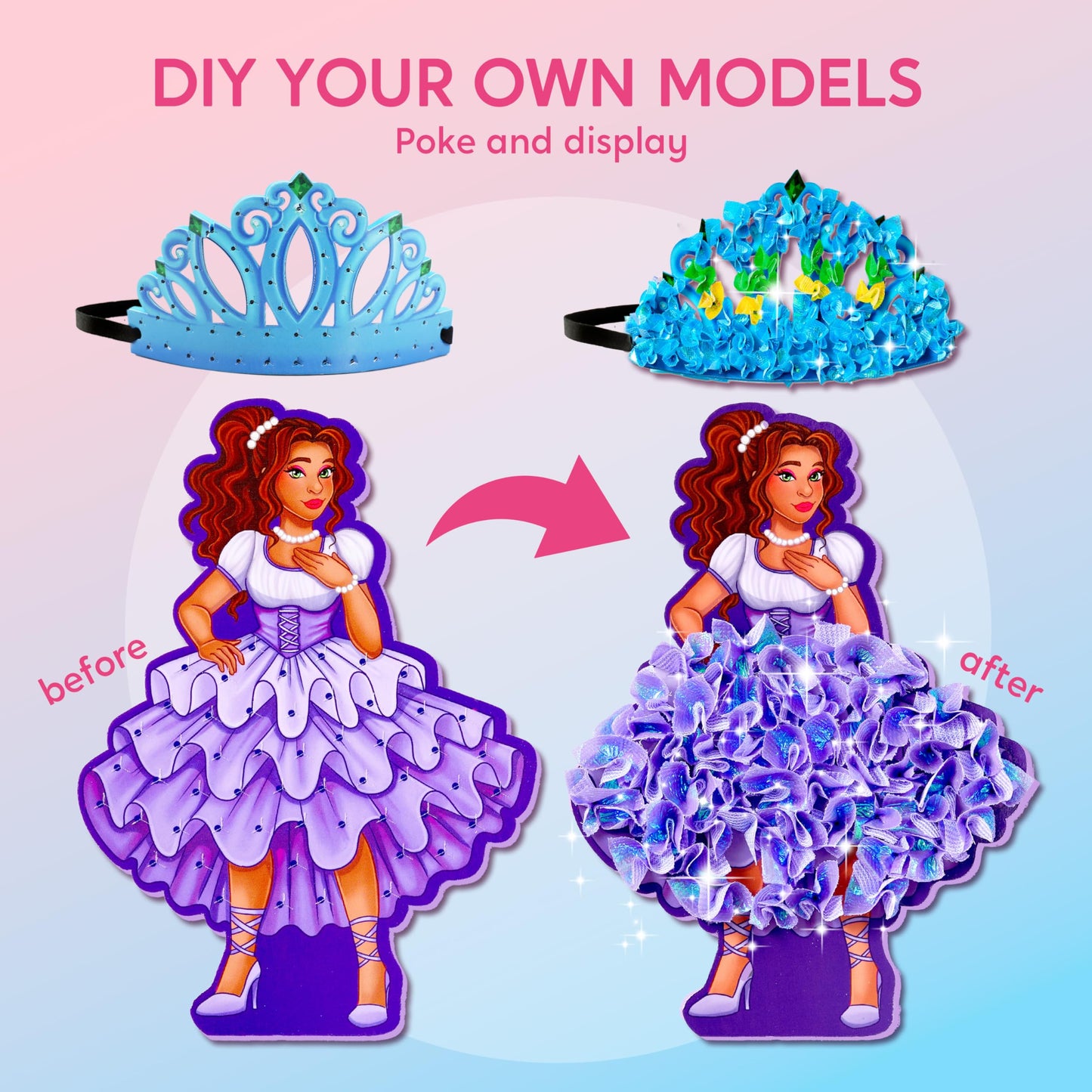 Klever Kits Poke-in Fun Art Crafts for Kids 4-8 – Princess Dress-Up DIY Kit by Jova