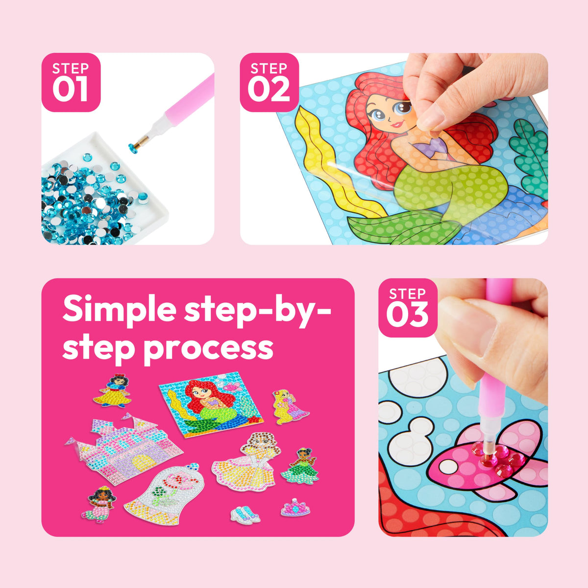 Klever Kits Gem Princess: 16-Project Diamond Art Kit for Girls 6-12