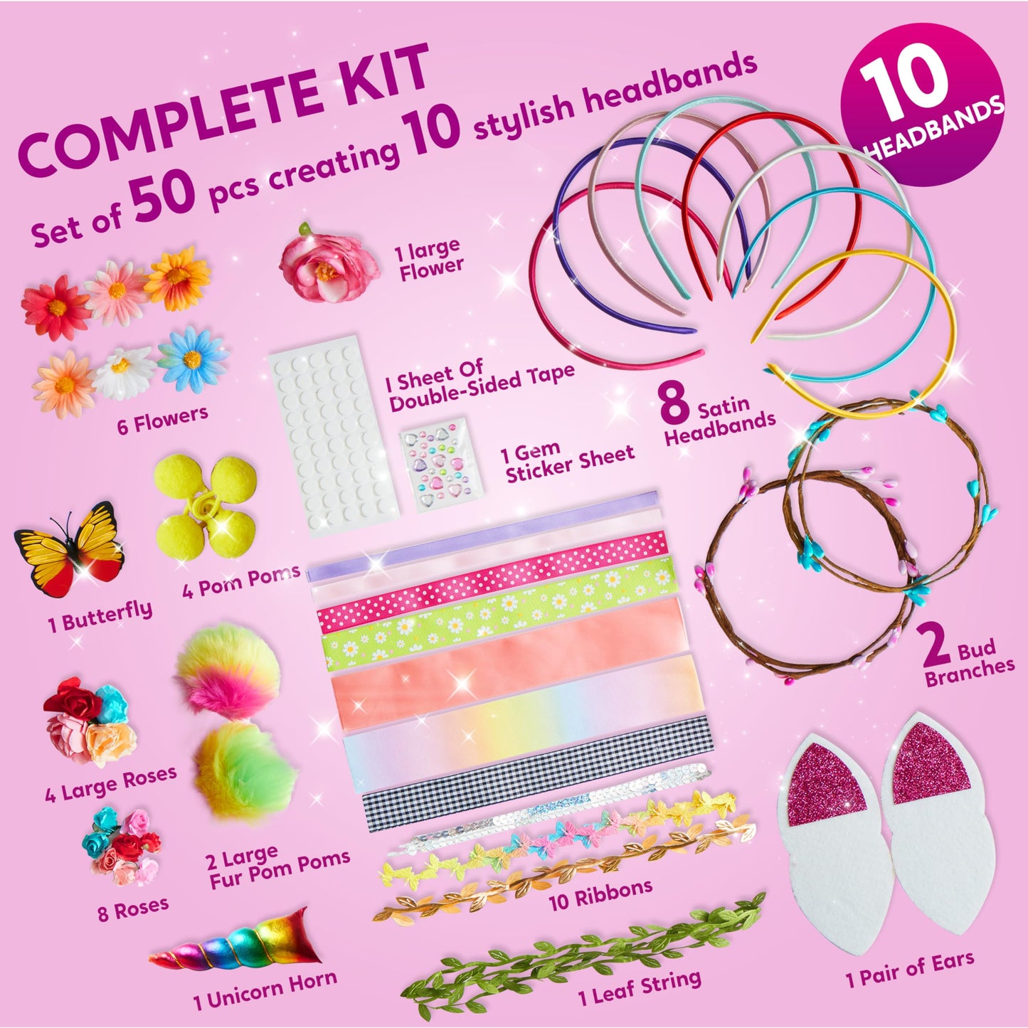 Klever Kits Headband Making Kit for Girls | DIY Hair Accessories & Flower Crowns