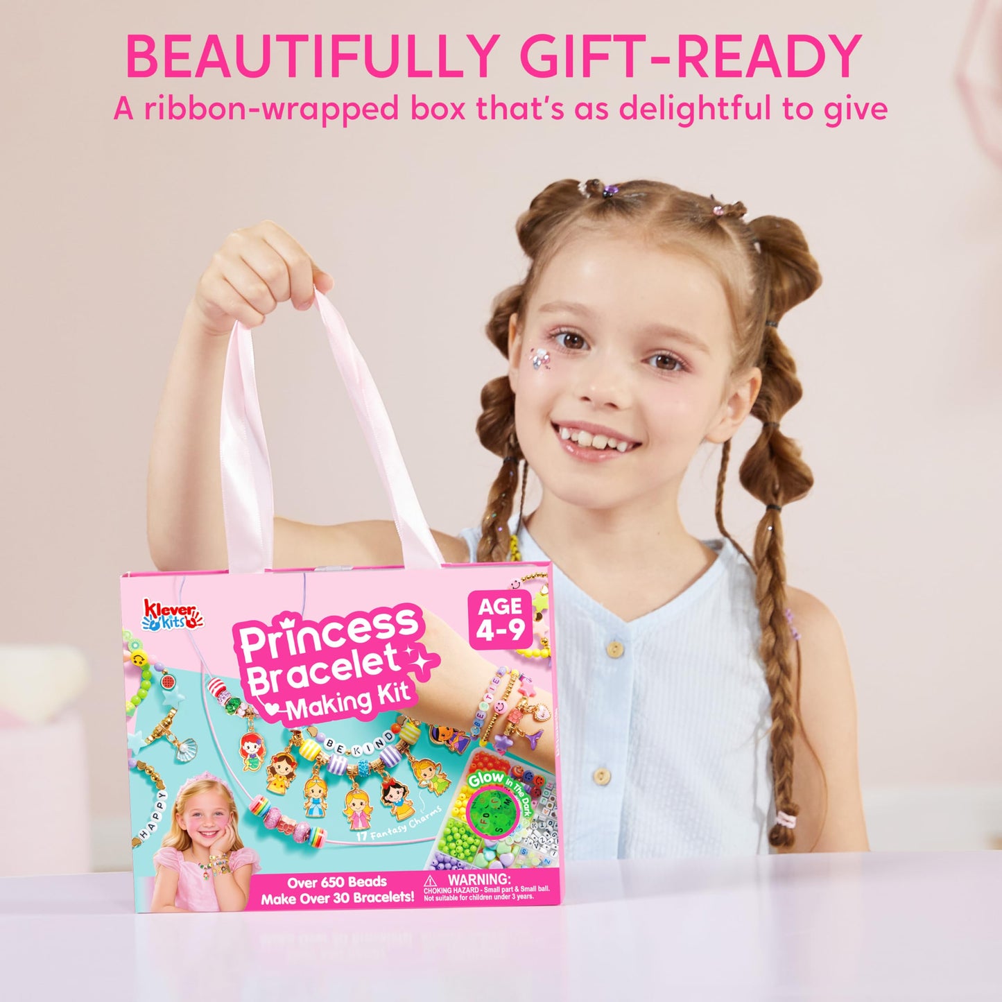 Klever Kits Princess Bracelet Making Kit – 650+ Beads, 30+ Designs, Safe Jewelry Craft for Girls