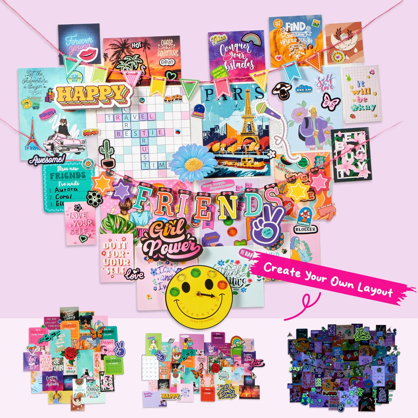 Klever Kits Glow in the Dark Wall Collage – DIY Room Decor for Teens by Jova