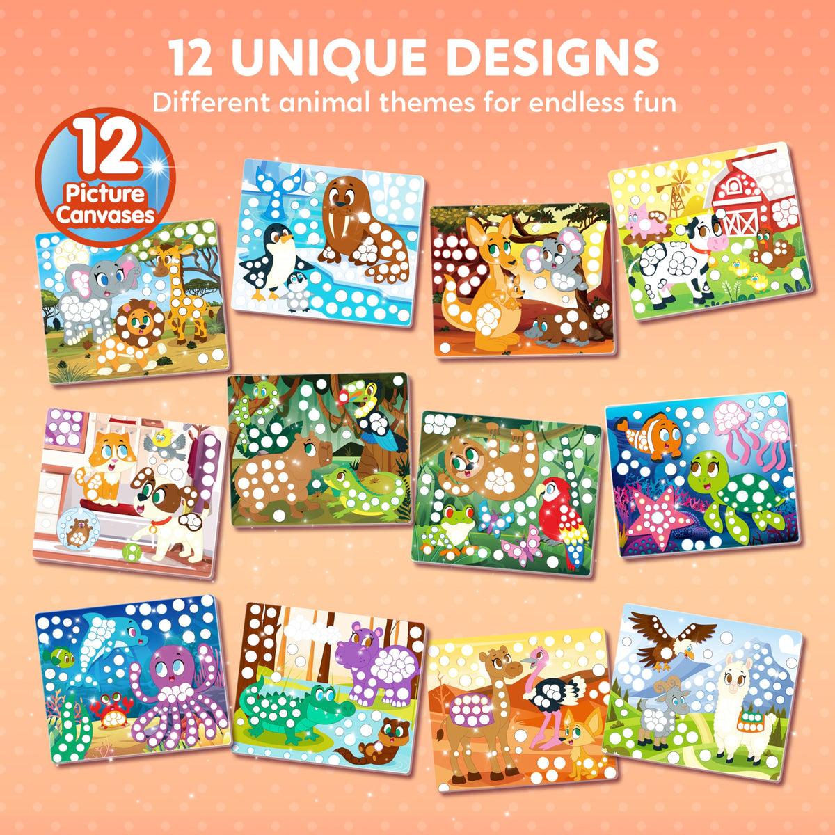 Klever Kits Dot Art Kit for Kids (Animal) — Mess-Free Sticker Craft for Ages 3-7