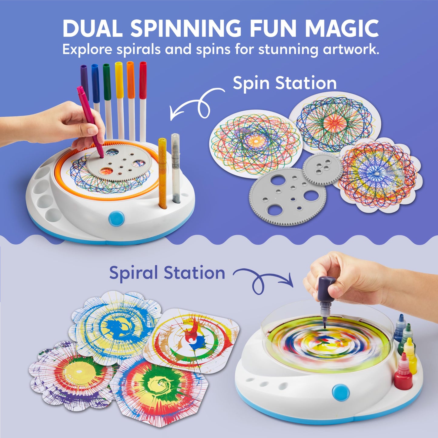 Klever Kits Spin Art for Kids – 2-in-1 Spin & Spiro Art Kit (Ages 6+)