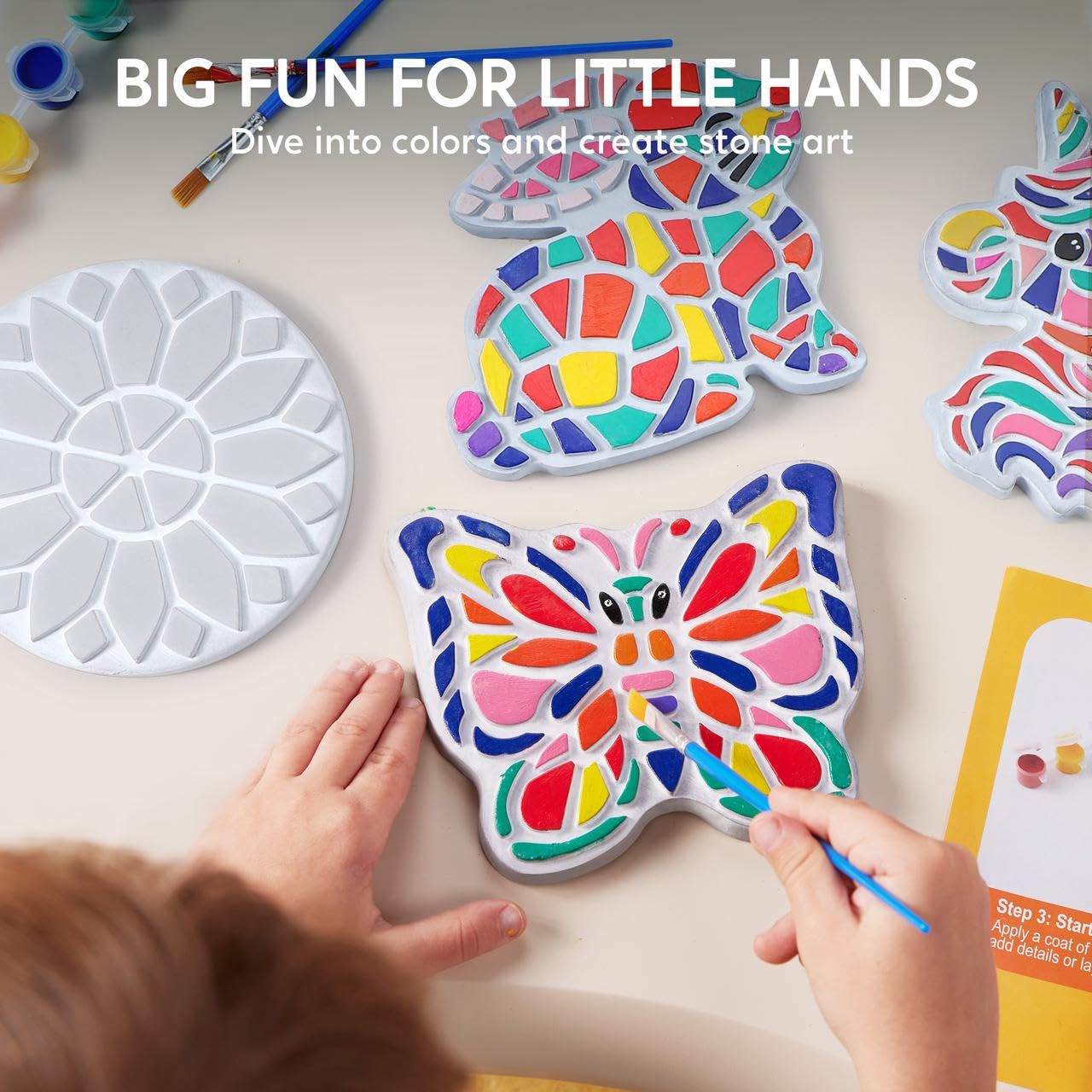 Klever Kits Stepping Stones Painting Kit for Kids – 5 Ceramic Garden Stones