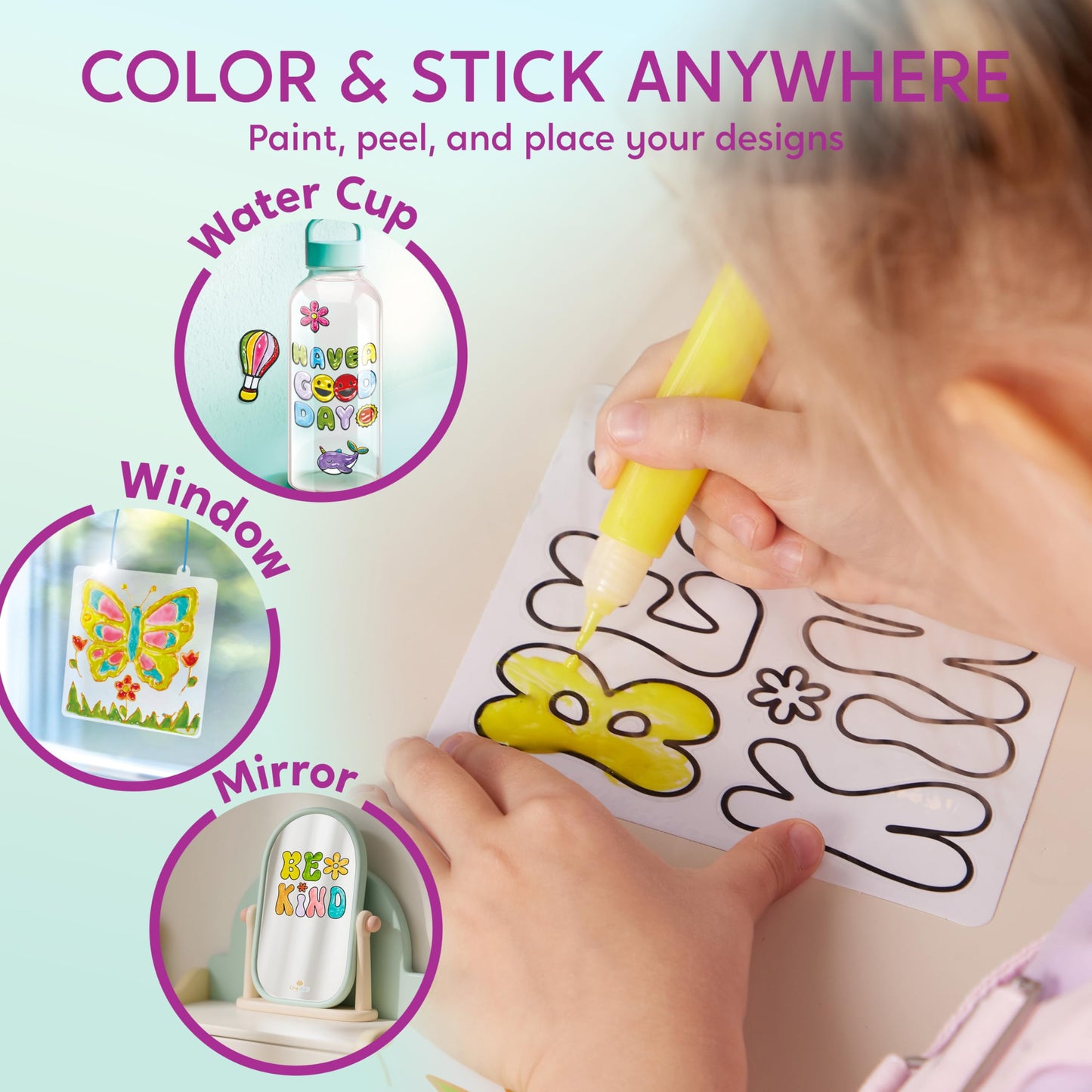 Klever Kits DIY Gel Art Suncatcher Kit for Kids – Unicorn Window Art & Photo Frame (Ages 6+)