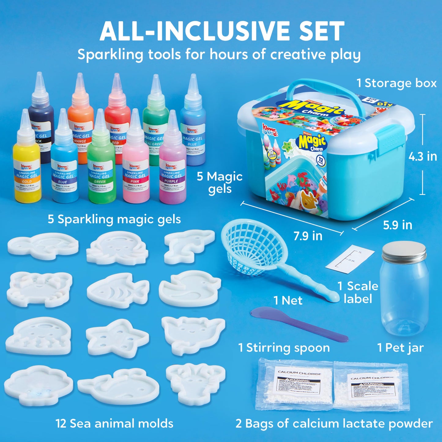 Klever Kits Water Gel Kit — Magic Fairy Water Gel Toy Kit for Kids, 10 Gels, 12 Molds, Preserving Bottle
