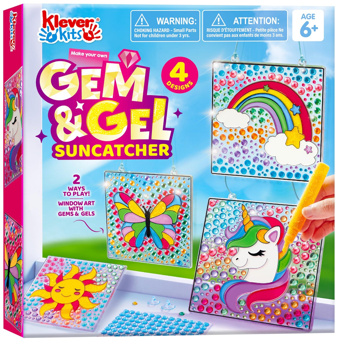 Klever Kits 4PCS Window Art Suncatcher Kit — 2-in-1 Gems & Gels for Kids 6+ | Arts & Crafts Toys