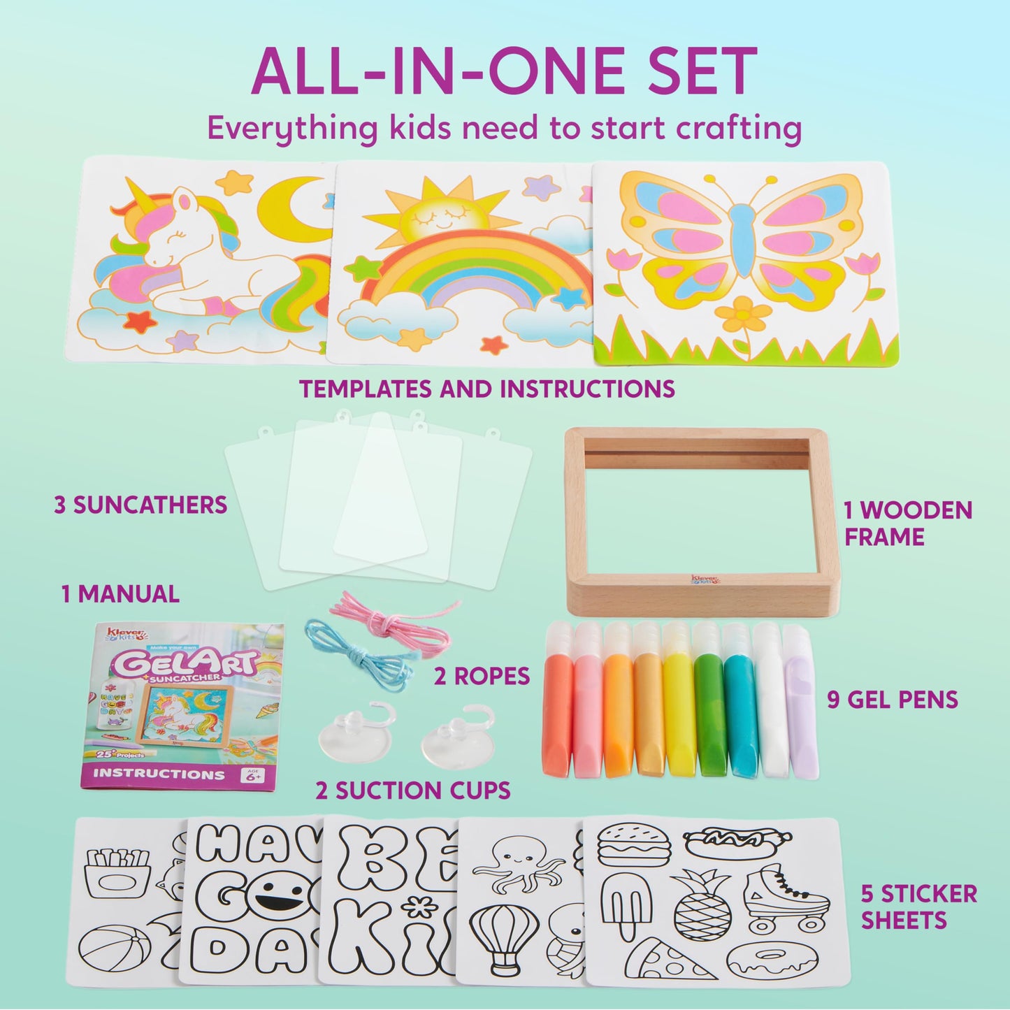 Klever Kits DIY Gel Art Suncatcher Kit for Kids – Unicorn Window Art & Photo Frame (Ages 6+)