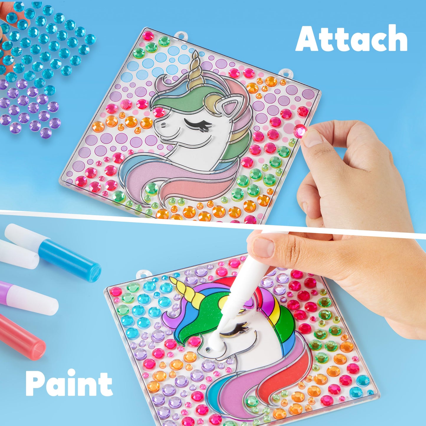 Klever Kits 4PCS Window Art Suncatcher Kit — 2-in-1 Gems & Gels for Kids 6+ | Arts & Crafts Toys