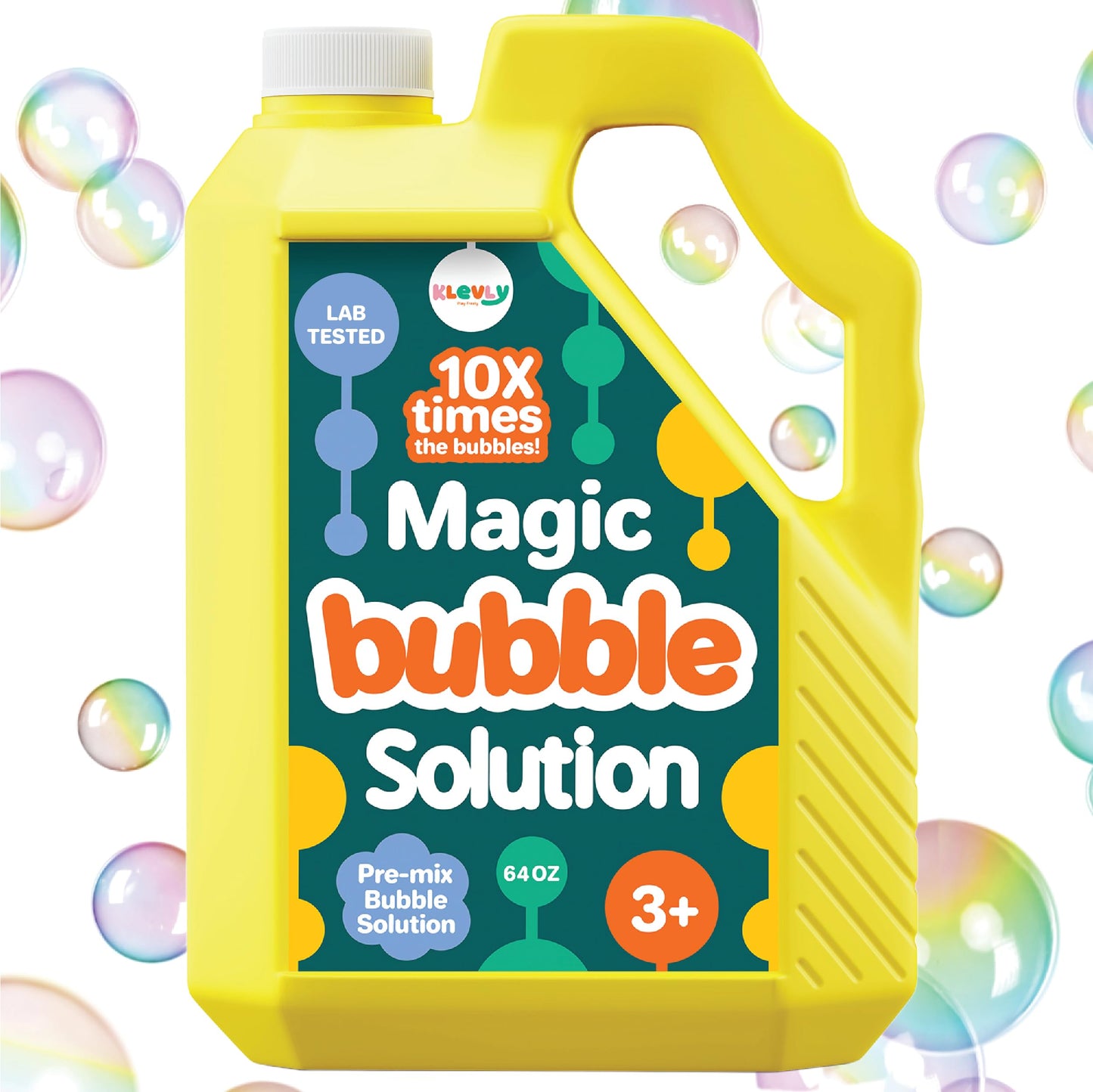 Klevly 64 oz Iridescent Bubble Solution Refill – Pre-Mixed, Non-Toxic