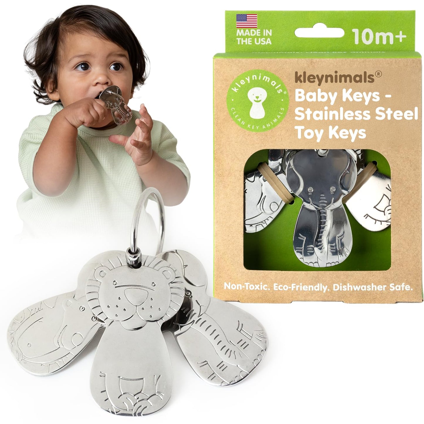 Kleynimals – Original Stainless Steel Baby Keys, Made in USA, Non-Toxic & BPA-Free