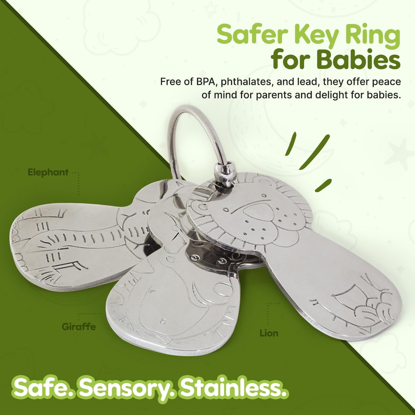 Kleynimals – Original Stainless Steel Baby Keys, Made in USA, Non-Toxic & BPA-Free