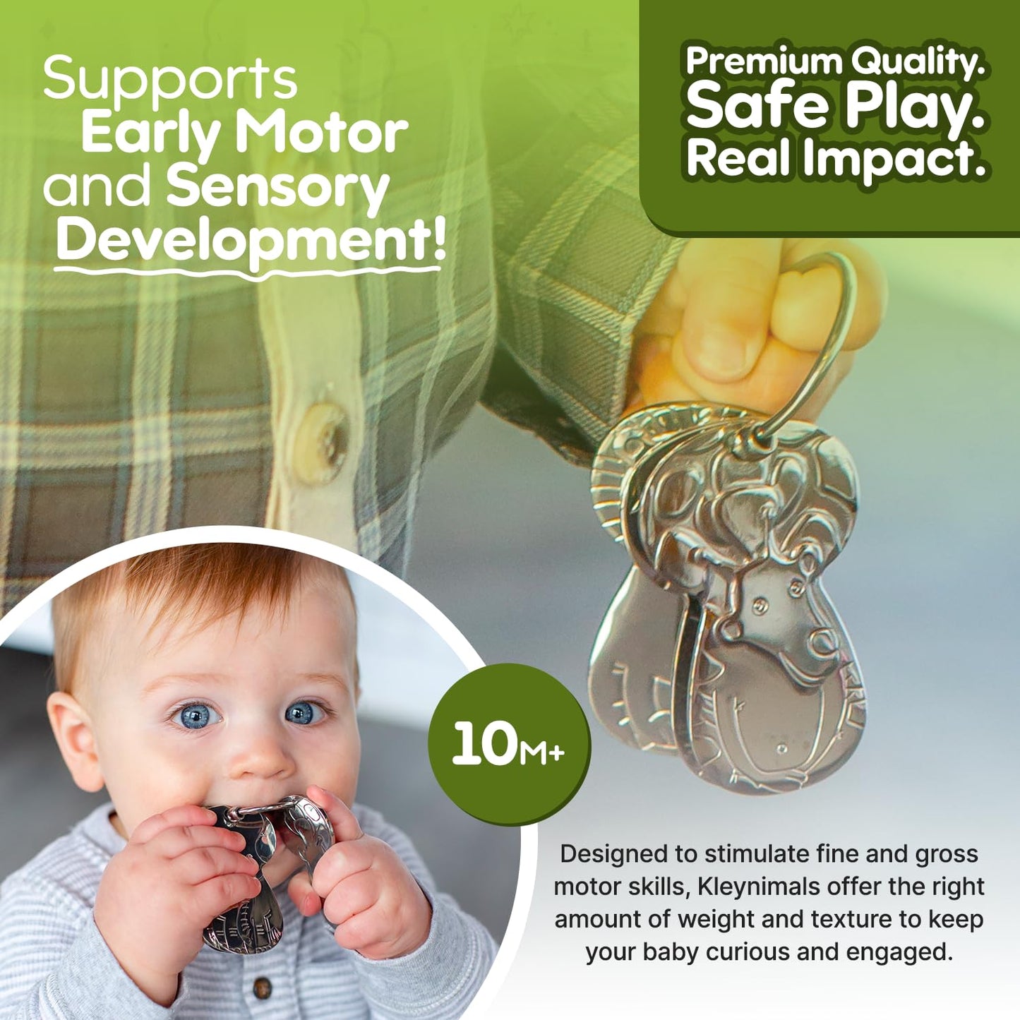 Kleynimals – Original Stainless Steel Baby Keys, Made in USA, Non-Toxic & BPA-Free