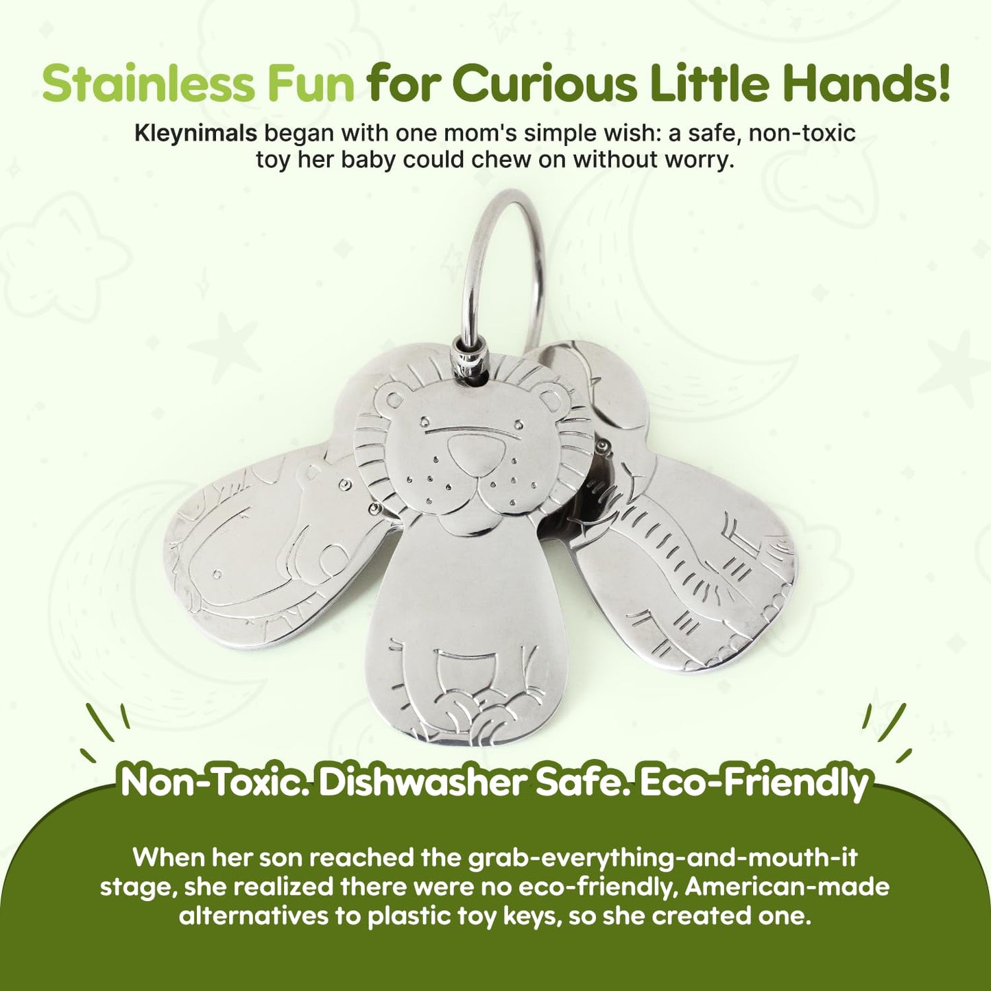 Kleynimals – Original Stainless Steel Baby Keys, Made in USA, Non-Toxic & BPA-Free