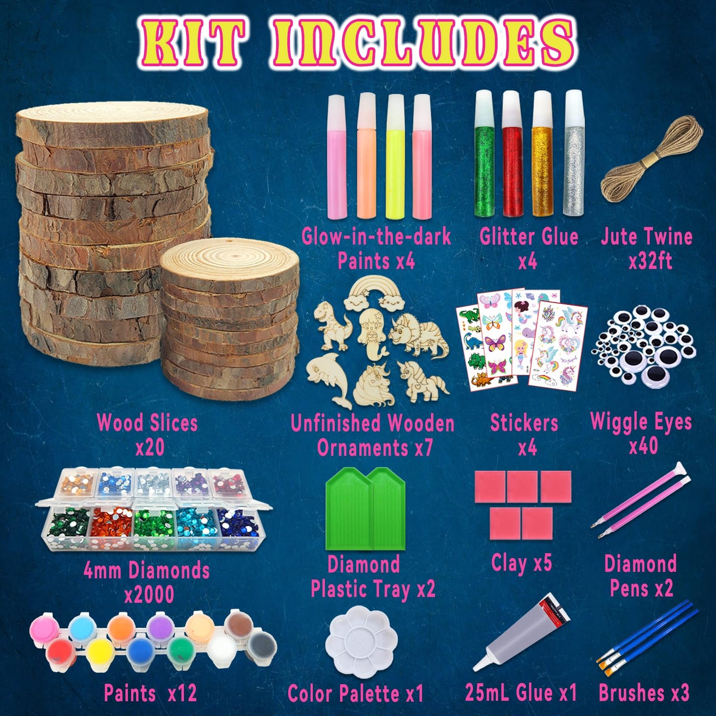 klmars Kids Glow in the Dark Wooden Painting Kit – Arts & Crafts for Ages 5-12