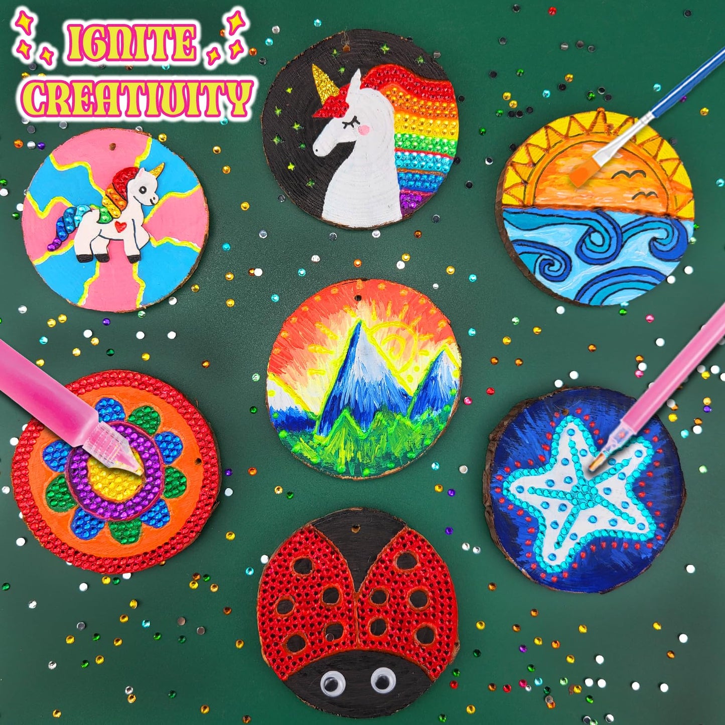 klmars Kids Glow in the Dark Wooden Painting Kit – Arts & Crafts for Ages 5-12