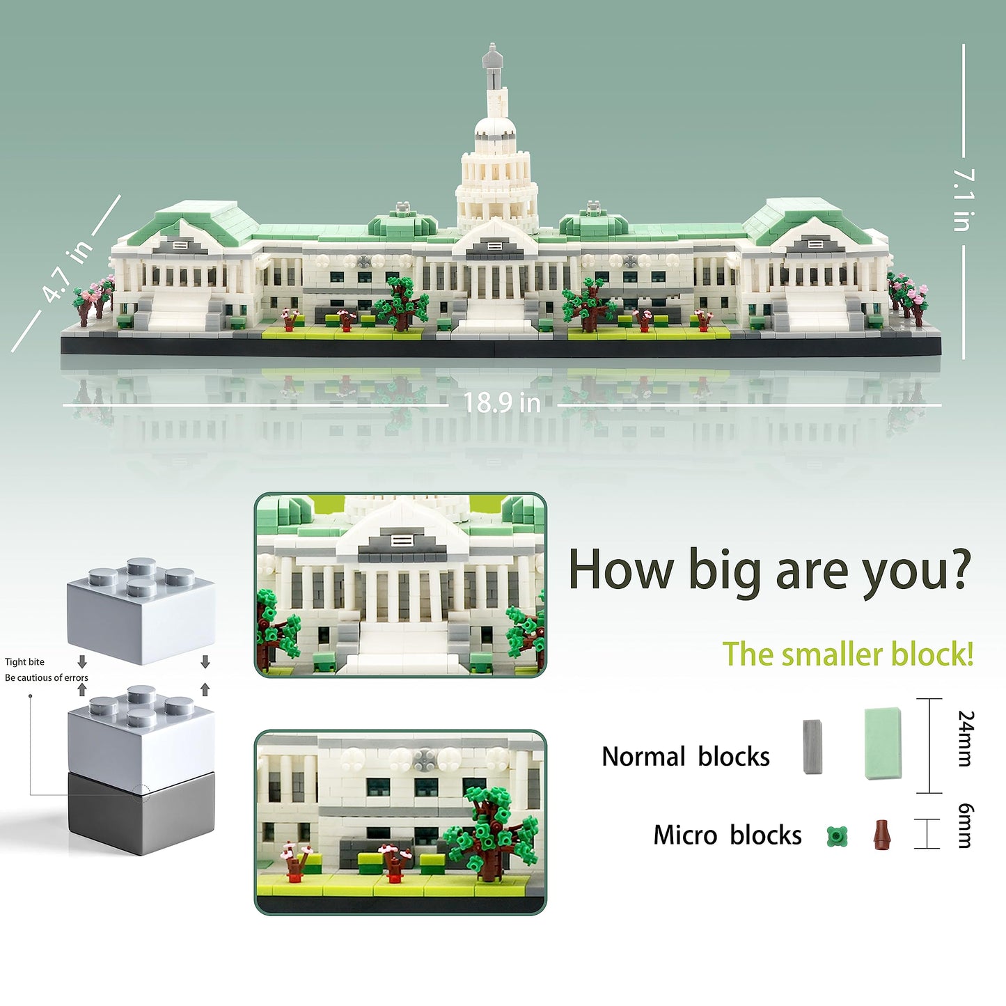 KLMEi Micro Mini Blocks Capitol Building Architecture Model – 3,630 PCS, Gift for Adults 14+