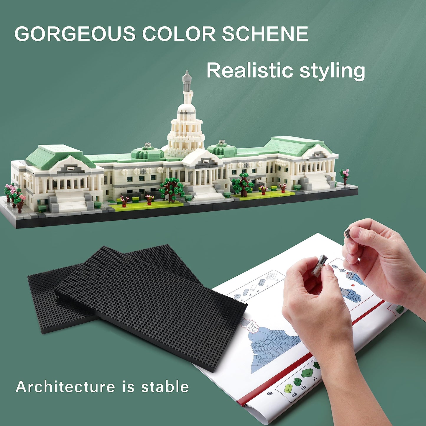 KLMEi Micro Mini Blocks Capitol Building Architecture Model – 3,630 PCS, Gift for Adults 14+