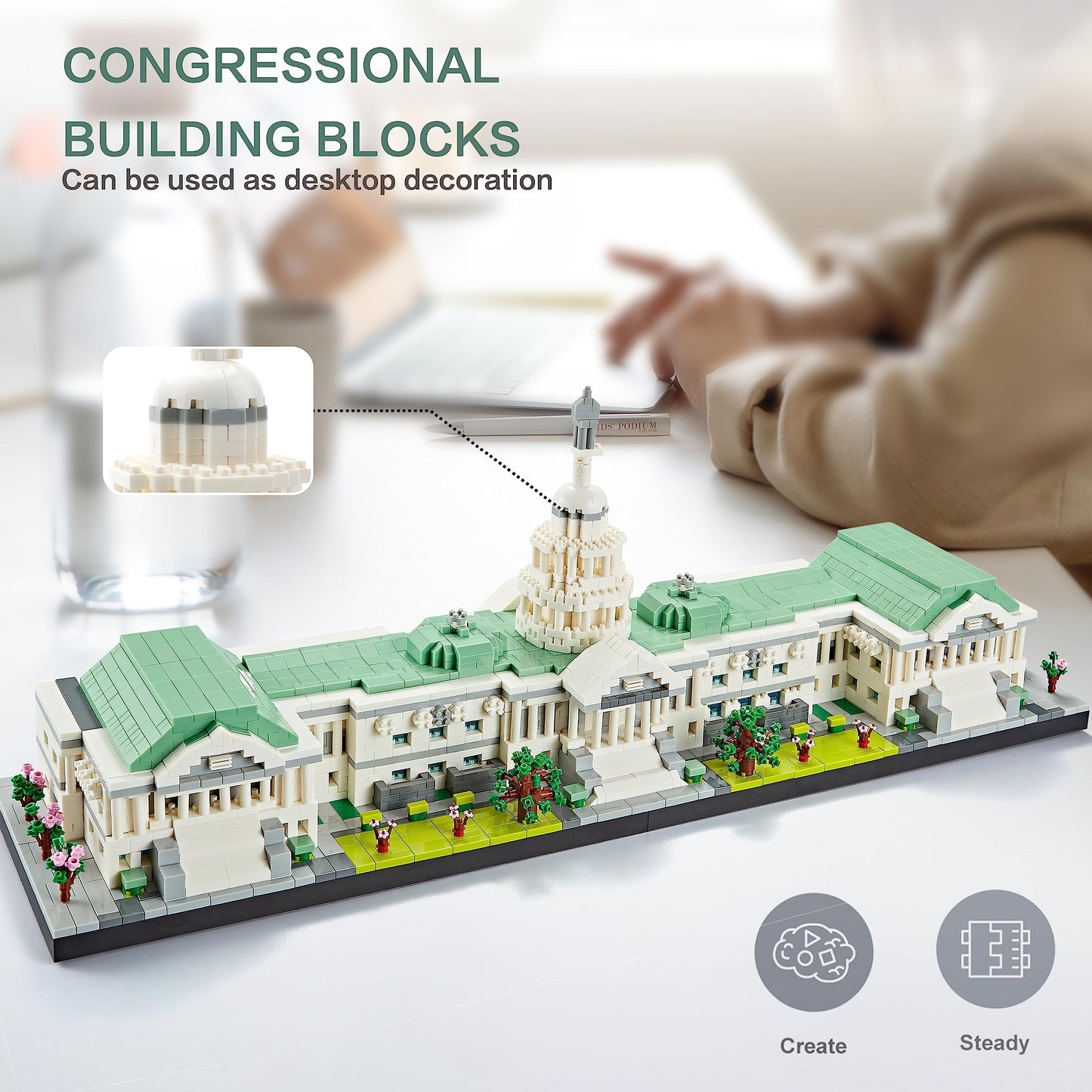 KLMEi Micro Mini Blocks Capitol Building Architecture Model – 3,630 PCS, Gift for Adults 14+