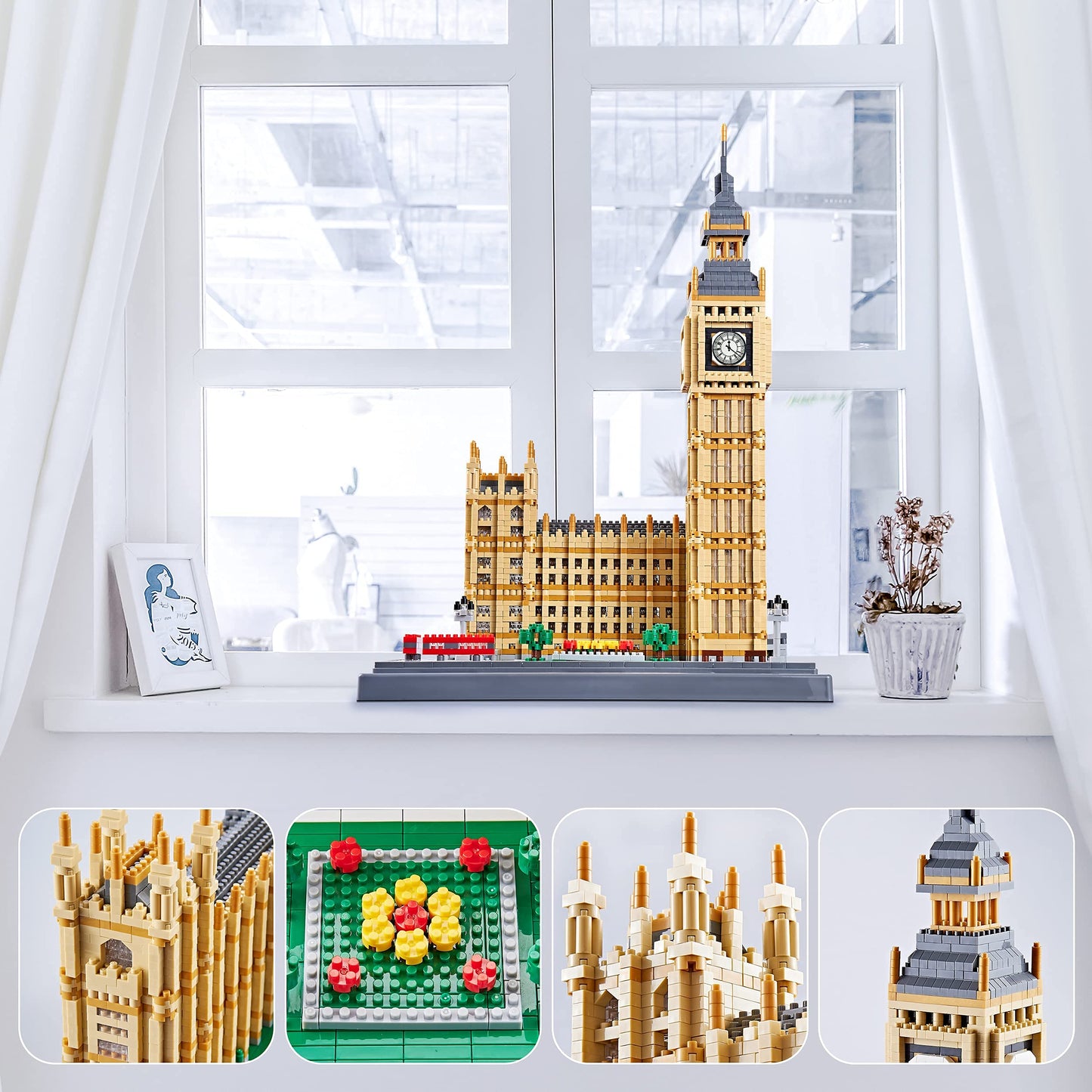 KLMEi Real Architecture London Elizabeth Tower Big Ben Micro Building Blocks Set – 6473 PCS for Adults, Collectible World Landmark Model