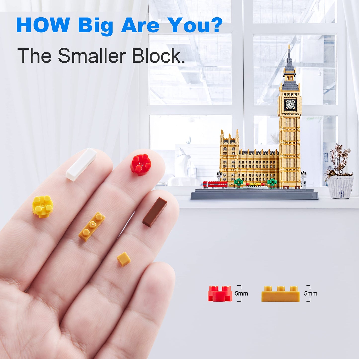KLMEi Real Architecture London Elizabeth Tower Big Ben Micro Building Blocks Set – 6473 PCS for Adults, Collectible World Landmark Model