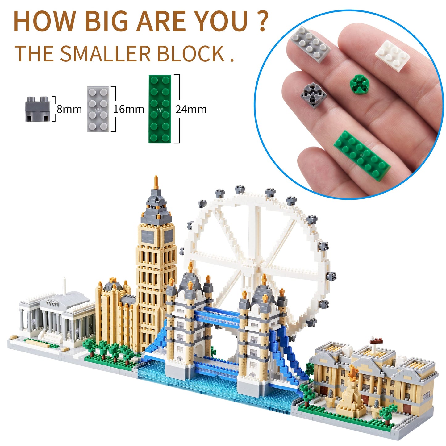 KLMEi London Skyline Micro Building Blocks Set – Architecture Model Kit, 3430 Pieces, Gift for Adults 14+