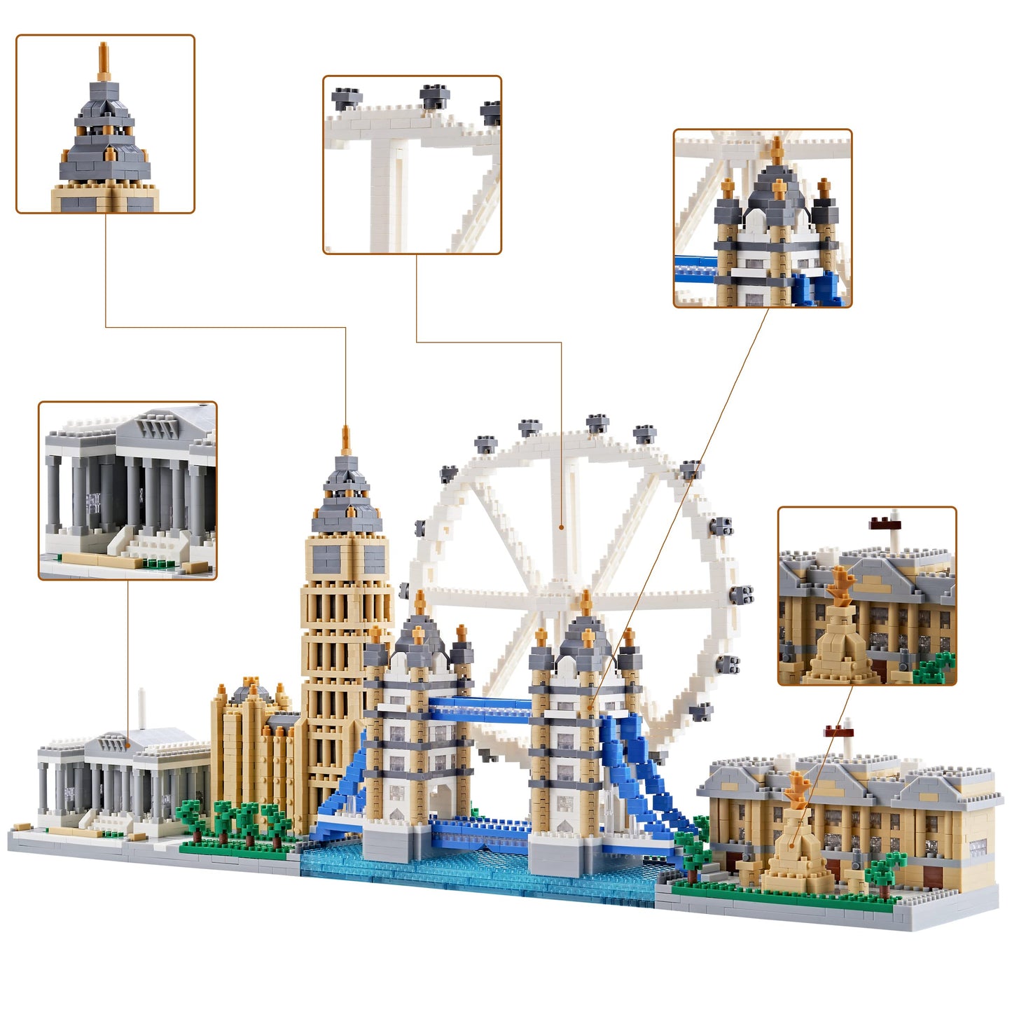 KLMEi London Skyline Micro Building Blocks Set – Architecture Model Kit, 3430 Pieces, Gift for Adults 14+