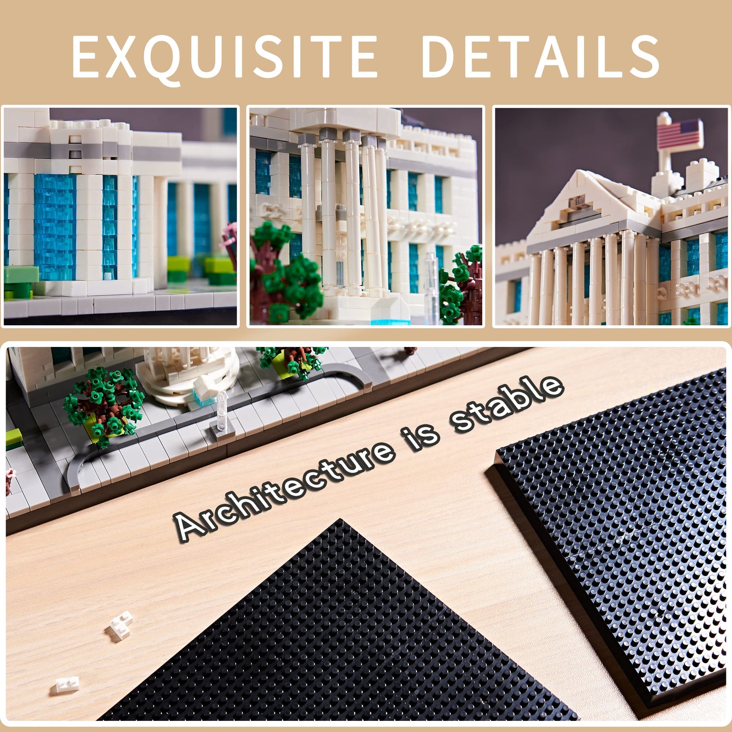 KLMEi Architecture Sets for Adults White House U.S. Capital Collection Micro Blocks Kit 3520 PCS