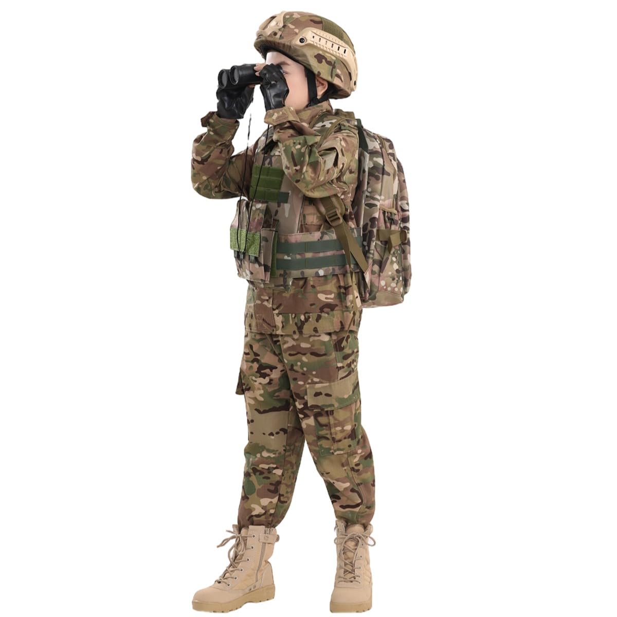 Klocerg Children's Army Special Forces Costume Set – Camouflage Gear with Helmet & Backpack