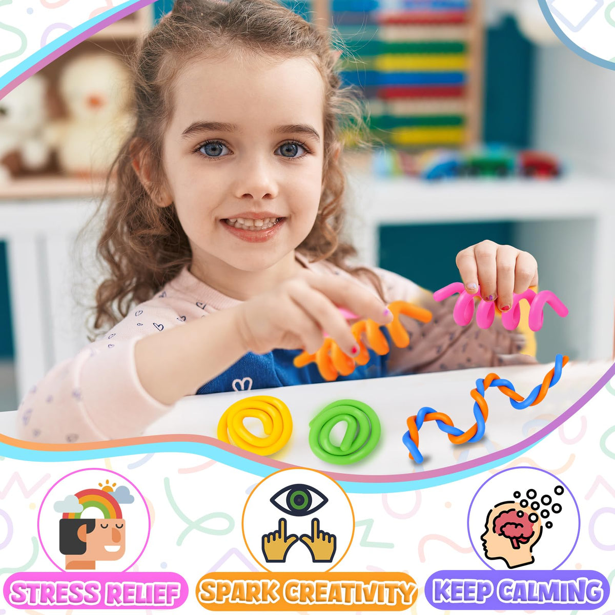 KLT Sensory Sticks 12-Pack Fidget Toys for Kids – Quiet Classroom Calming