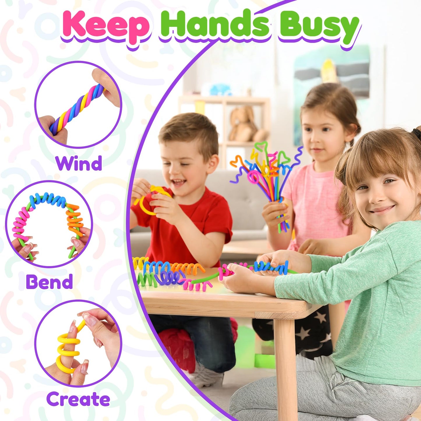 KLT Fidget Toys Bulk – 24-Pack Silicone Fidget Sticks for Classrooms & Sensory Play