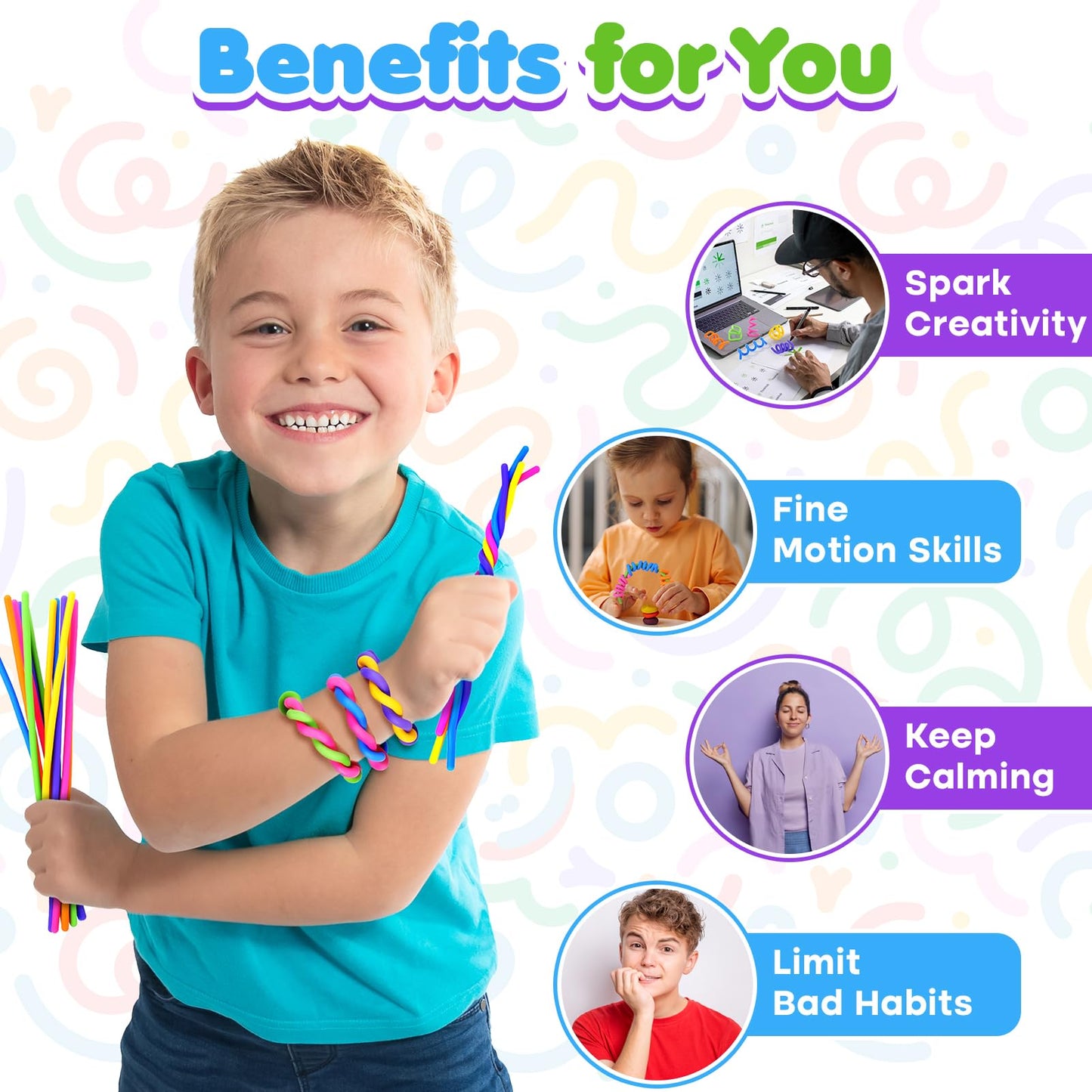 KLT Fidget Toys Bulk – 24-Pack Silicone Fidget Sticks for Classrooms & Sensory Play