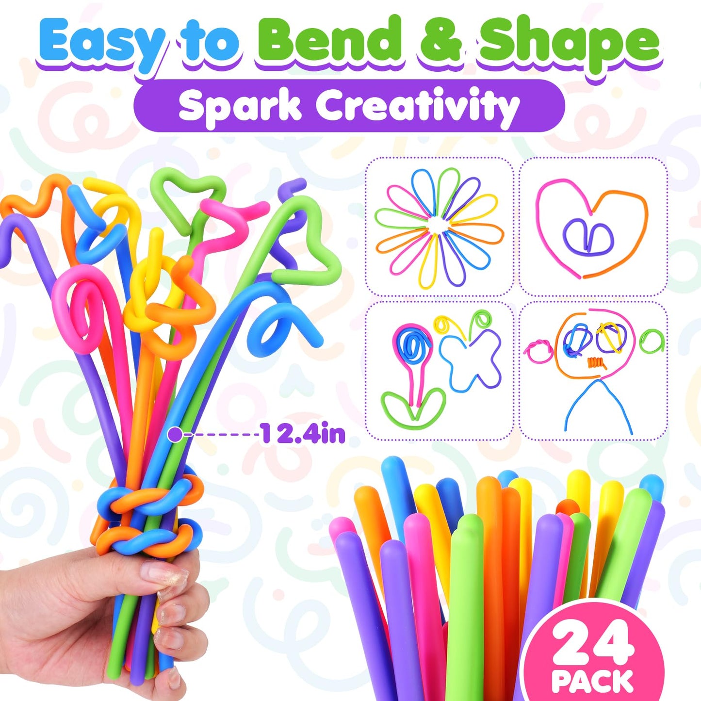 KLT Fidget Toys Bulk – 24-Pack Silicone Fidget Sticks for Classrooms & Sensory Play