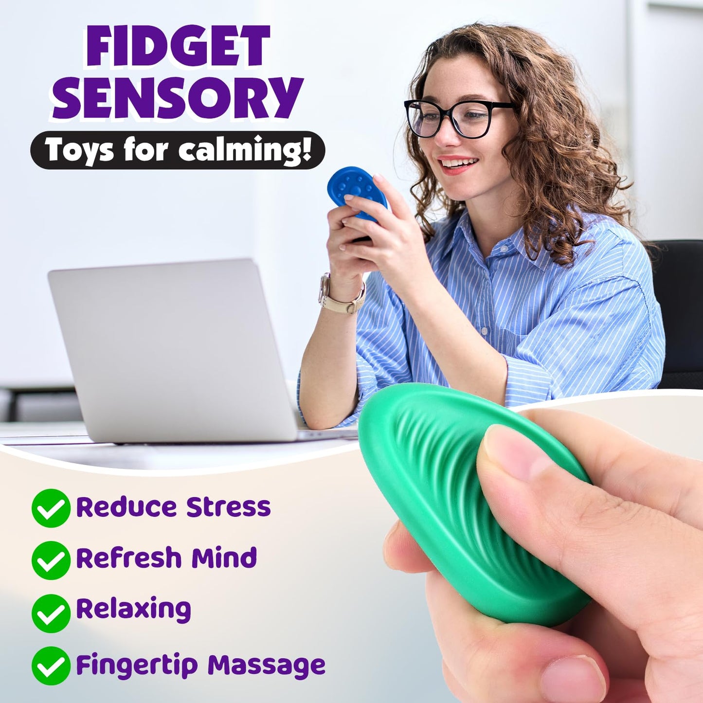KLT Fidget Toys Adults Sensory Stone – 6 Pack Textured Worry Stones for Focus, Calm, and Discreet Relief