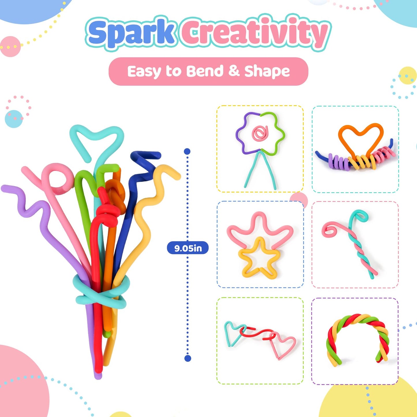 KLT Sensory Fidget Sticks – 8 Pack Silicone Calming Toys for Kids