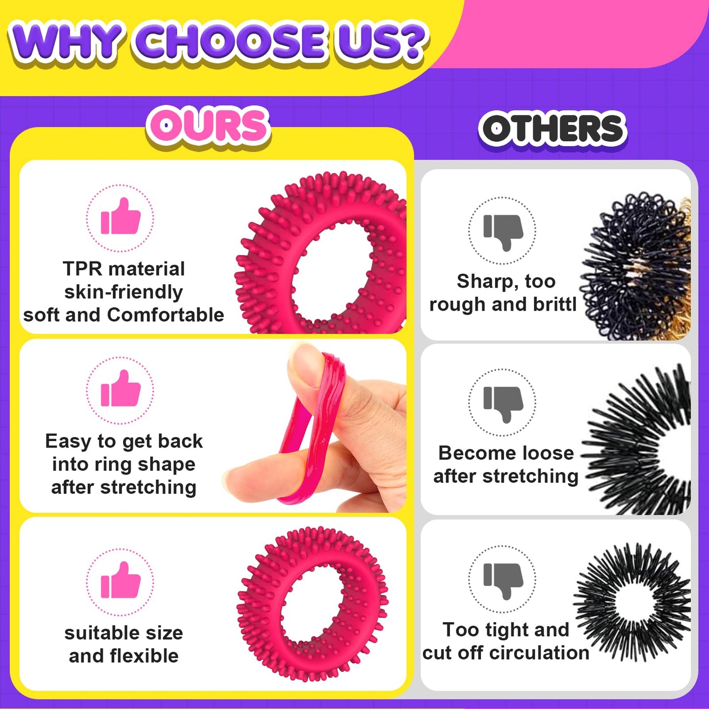 KLT Fidget Rings 18-Pack – Silent Textured Sensory Rings for Kids | Calming Classroom Fidgets